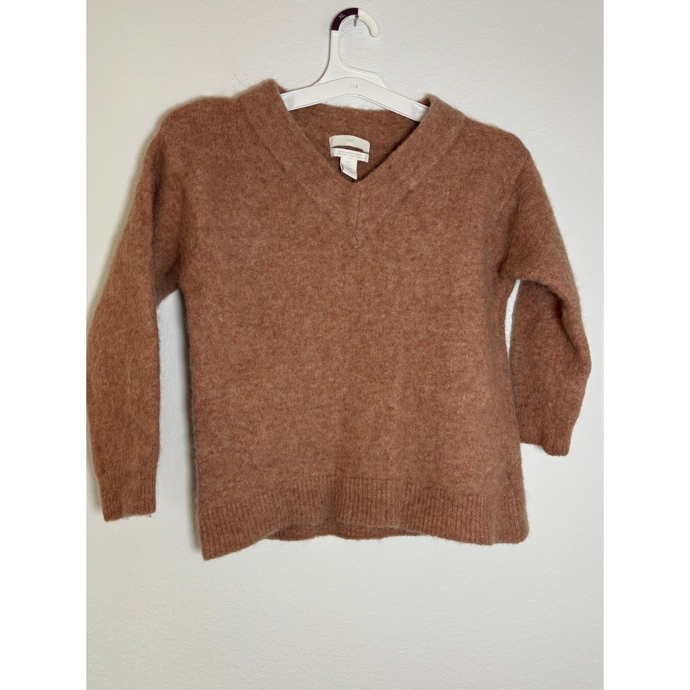 HM Wool Alpaca Blend V-Neck Sweater Small Rose Melange Knit Pullover